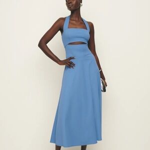 Reformation Blue Cutout Midi Dress
